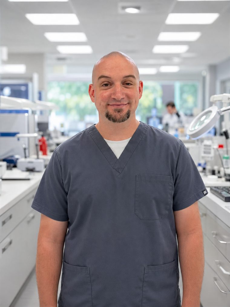 Steven, Laboratory Technician at Trout Dental Laboratory.